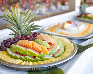 Tropical fruit and cheese course