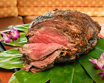 Carved prime roast beef station